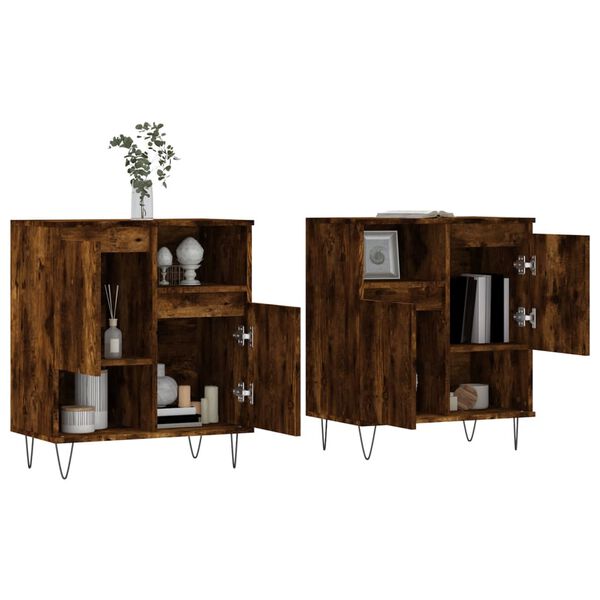 vidaXL Sideboards 2 Stk. R&auml;uchereiche Holzwerkstoff