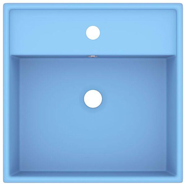 vidaXL Luxus-Waschbecken &Uuml;berlauf Quadratisch Matt Hellblau 41x41 cm