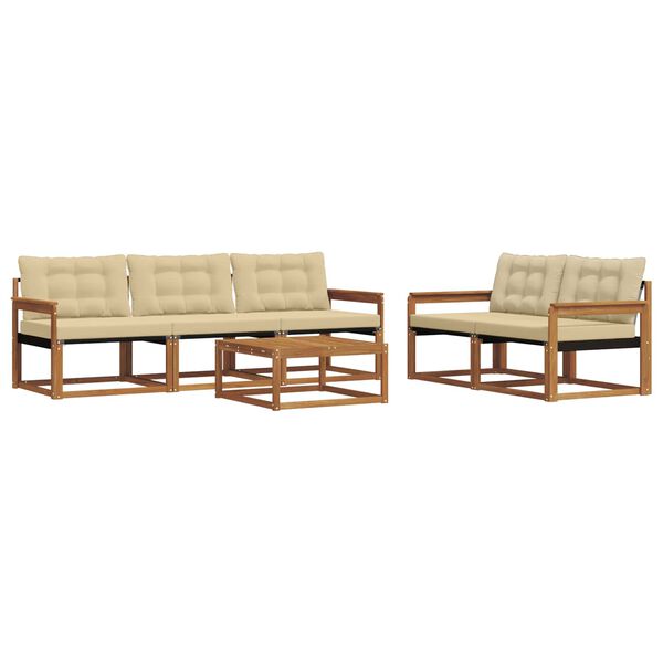 vidaXL Outdoor-Sofagarnitur mit Kissen 6 pcs Natur und Beige