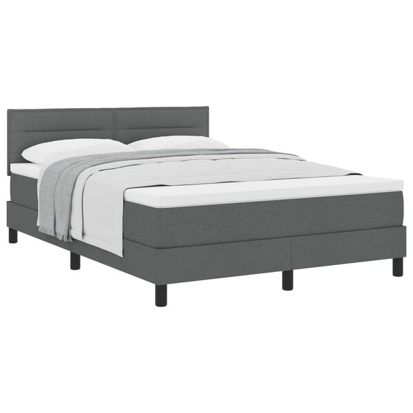 vidaXL Boxspringbett mit Matratze Dunkelgrau 160 x 200 cm Stoff