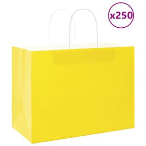 vidaXL Papiertragetaschen 250 Stk. mit Henkeln Gelb 32x17x25 cm