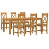 vidaXL Essgruppe 7 Stk. Beige Massivholz Eiche