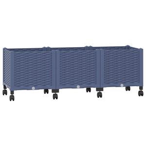 vidaXL Gartenpflanzer mit R&auml;dern Blaugrau 120 x 40 x 48 cm PP