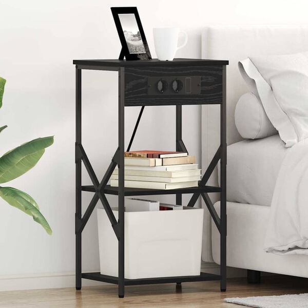 vidaXL Nachttisch Schwarz Eichen-Optik 41 x 31 x 76 cm Holzwerkstoff