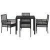 vidaXL Garten Essgruppe 5 pcs Schwarz Poly-Rattan