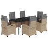 vidaXL 7-tlg. Garten-Essgruppe mit Kissen Beigemischung Poly Rattan