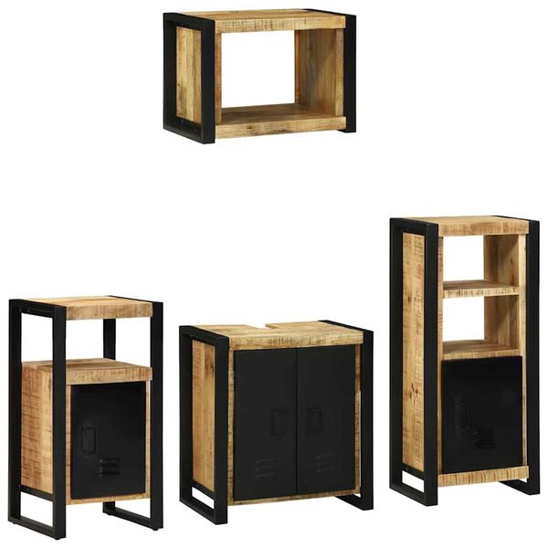 vidaXL Badezimmermöbel-Set 4 pcs Braun Massives upgecyceltes Holz