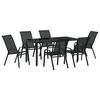 vidaXL Garten Essgruppe 7 pcs Schwarz Pulverbeschichteter Stahl