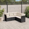 vidaXL 5-tlg. Garten-Sofagarnitur mit Kissen Schwarz Poly Rattan