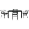 vidaXL Garten Essgruppe 5 pcs Schwarz Poly-Rattan