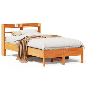 vidaXL Massivholzbett ohne Matratze Wachsbraun 75x190 cm Kiefernholz