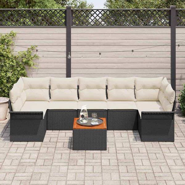 vidaXL Gartensofa-set mit Kissen 8 pcs Schwarz Poly-Rattan