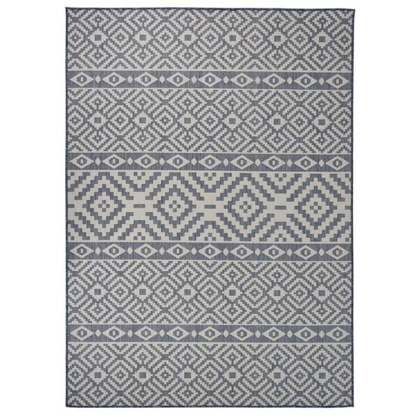 vidaXL Outdoor-Teppich Flachgewebe 200x280 cm Blau Gestreift