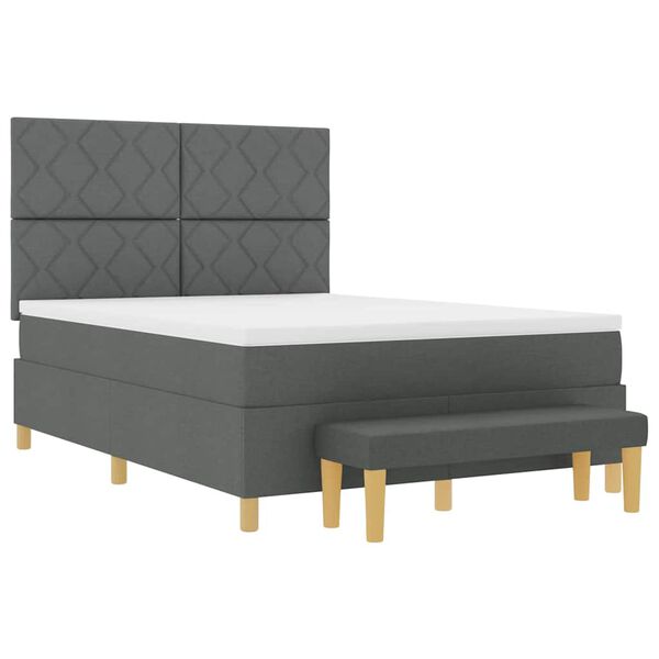 vidaXL Boxspringbett mit Matratze Dunkelgrau 160 x 200 cm Stoff