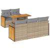 vidaXL 6-tlg. Garten-Sofagarnitur mit Kissen Beige Poly Rattan Akazie