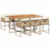 vidaXL 7-tlg. Garten-Essgruppe mit Kissen Beige Poly Rattan