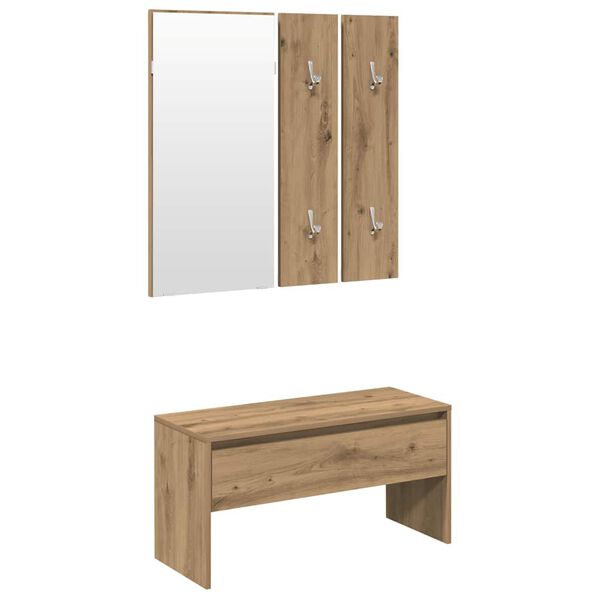 vidaXL Garderoben-Set Artisan-Eiche Holzwerkstoff
