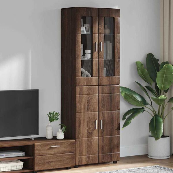 vidaXL Highboard mit Regal FLORIN Braun Eichen-Optik 60 x 35 x 182 cm