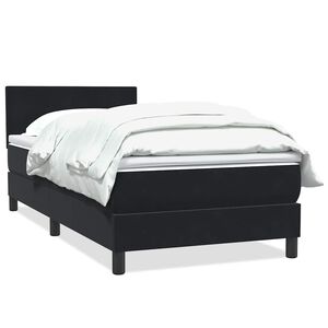 vidaXL Boxspringbett mit Matratze Schwarz 90x210 cm Samt