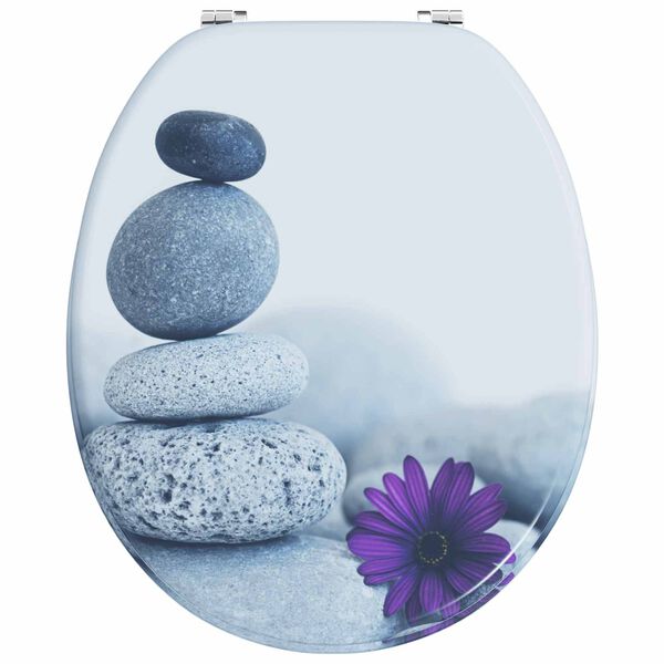 vidaXL Toilettensitz Grau 44 x 38 cm MDF-Platte