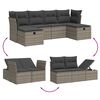 vidaXL 6-tlg. Garten-Sofagarnitur mit Kissen Grau Poly Rattan