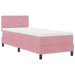 vidaXL LED Boxspringbett mit Kopfteil Rosa 80 x 200 cm Samt