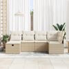 vidaXL Garten-Sofa-Set mit Kissen mit Speicher 6 pcs Beige Poly Rattan