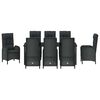 vidaXL Garten Essgruppe mit Kissen 9 pcs Schwarz Poly-Rattan