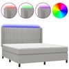 vidaXL Boxspringbett mit Matratze & LED Hellgrau 180x200 cm Stoff