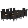 vidaXL 11-tlg. Garten-Essgruppe mit Kissen Schwarz Poly Rattan