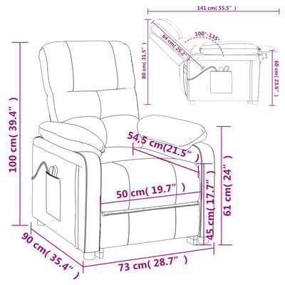 3073816 vidaXL Electric Massage Recliner Chair Brown Fabric (289676+327254)