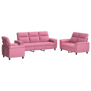 vidaXL Sofa-Set 3 pcs Rosa Stoff