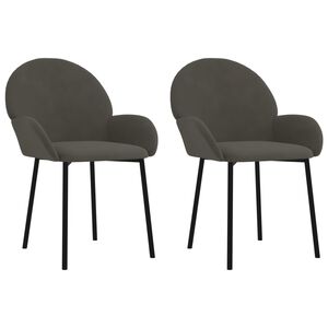 vidaXL Esszimmerst&uuml;hle 2 Stk. Dunkelgrau Samt