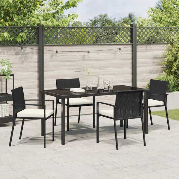vidaXL Garten Essgruppe 5 pcs Schwarz Pulverbeschichteter Stahl