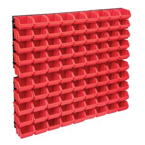 vidaXL 96-tlg. Beh&auml;lter-Set f&uuml;r Kleinteile mit Wandplatten Rot Schwarz