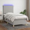 vidaXL Boxspringbett mit Matratze & LED Hellgrau 90x190 cm Stoff