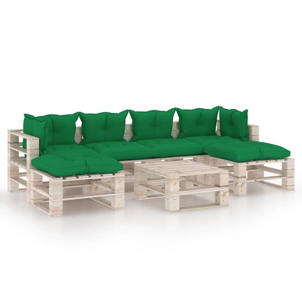 vidaXL 7-tlg. Garten-Lounge-Set aus Paletten mit Kissen Kiefernholz