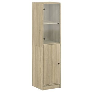 vidaXL Highboard mit Glast&uuml;r Sonoma-Eiche 35x37x142 cm