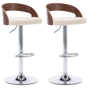 vidaXL Barhocker 2 Stk. Cremewei&szlig; Kunstleder und Bugholz