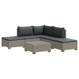 vidaXL 6 Stk. Rattan-Lounge-Set mit Kissen GENDT Naturrattan Kubu Grau