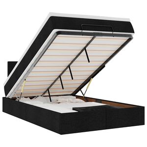 vidaXL Ottomane Bett mit Matratze & LEDs Schwarz 120x190 cm Stoff