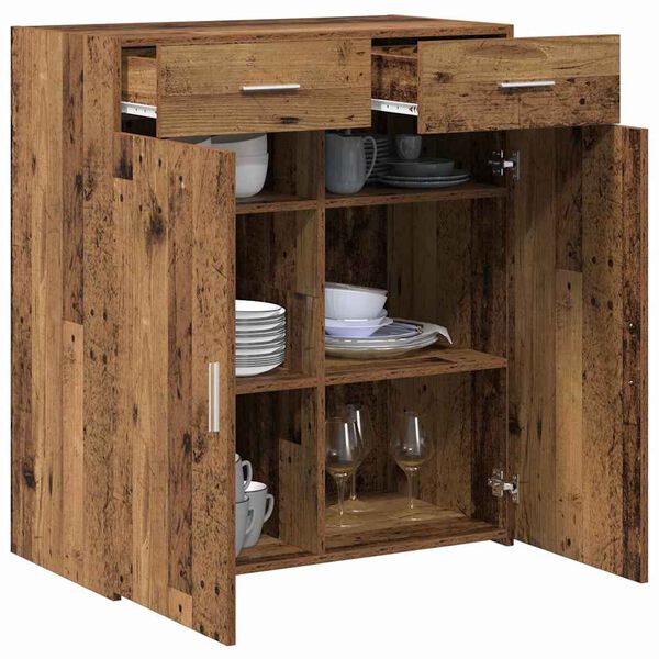 vidaXL Badschrank Altholz 80 x 42,5 x 93,5 cm Holzwerkstoff