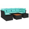 vidaXL Gartensofa-set 7 stk. Schwarz und T&uuml;rkis Poly-Rattan