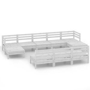 vidaXL 10-tlg. Garten-Lounge-Set Wei&szlig; Massivholz Kiefer