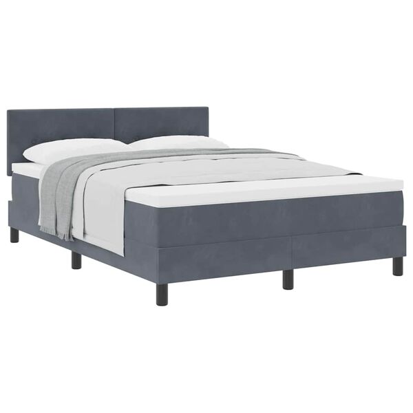 vidaXL Boxspringbett mit Matratze Dunkelgrau 140 x 190 cm Samt