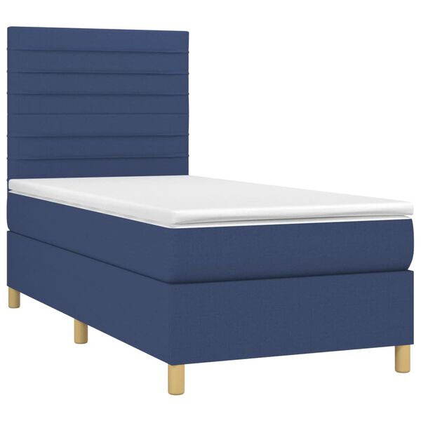 vidaXL Boxspringbett mit Matratze & LED Blau 80x200 cm Stoff