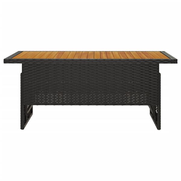 vidaXL Gartentisch Schwarz 100x50x43/63 cm Akazienholz & Poly Rattan