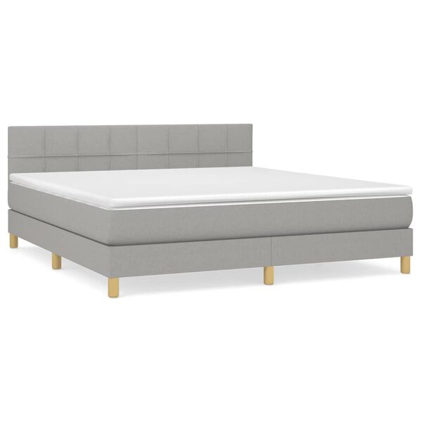 vidaXL Boxspringbett mit Matratze Hellgrau 180x200 cm Stoff
