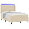 vidaXL LED Boxspringbett mit Matratze Creme 160 x 200 cm Stoff