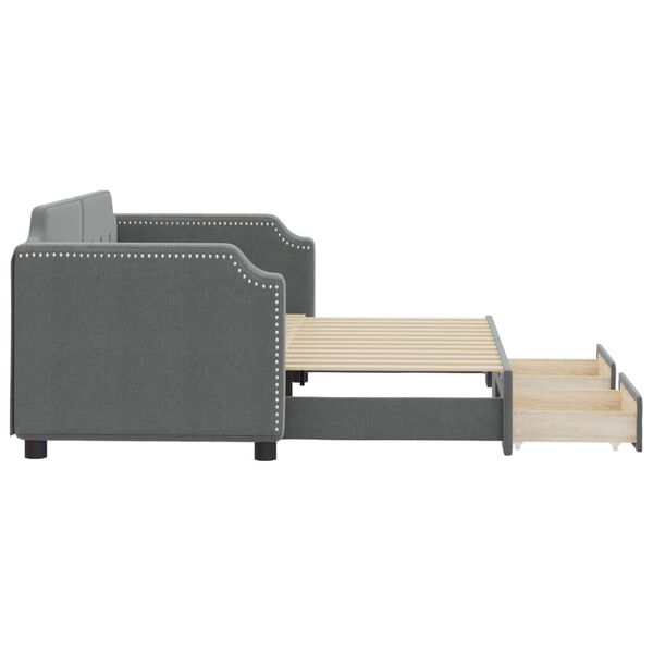 vidaXL Tagesbett Ausziehbar mit Schubladen Dunkelgrau 80x200 cm Stoff